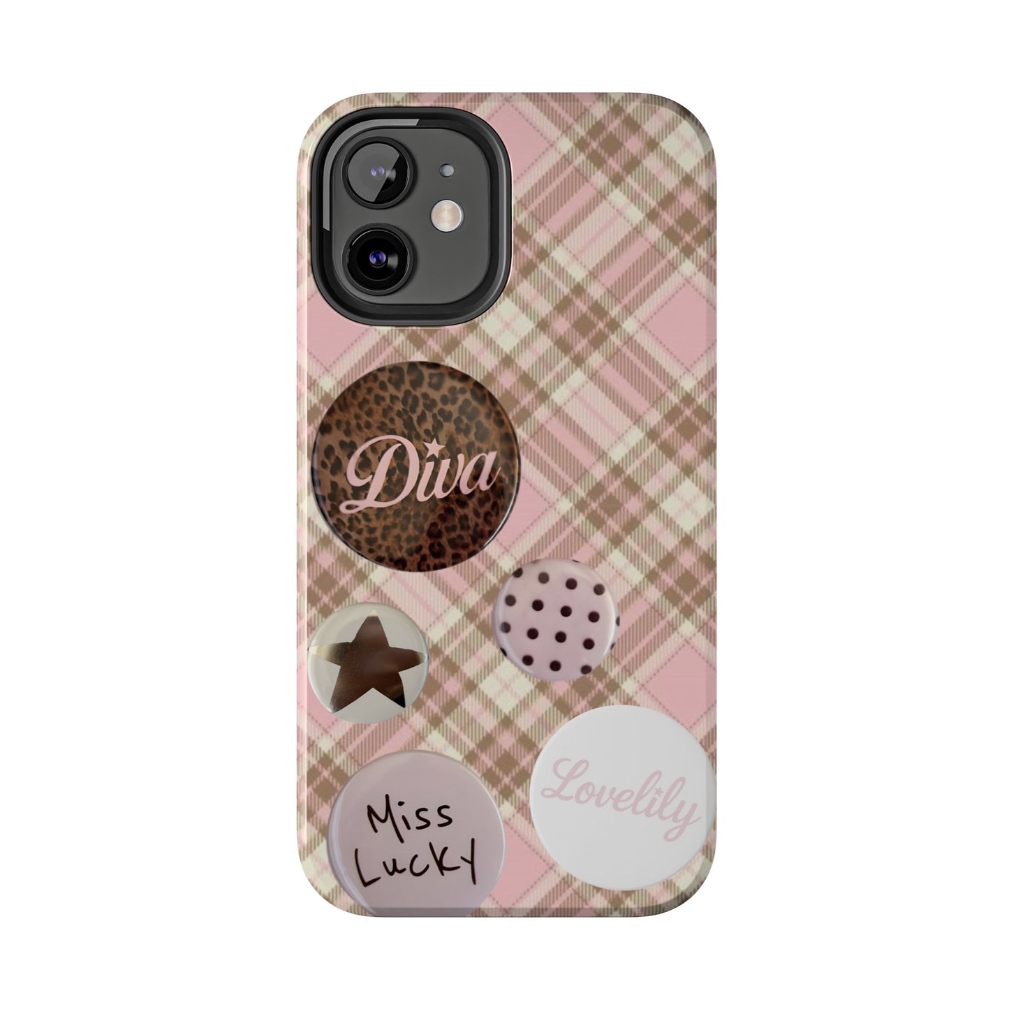 pink n brown pins stacked phone case