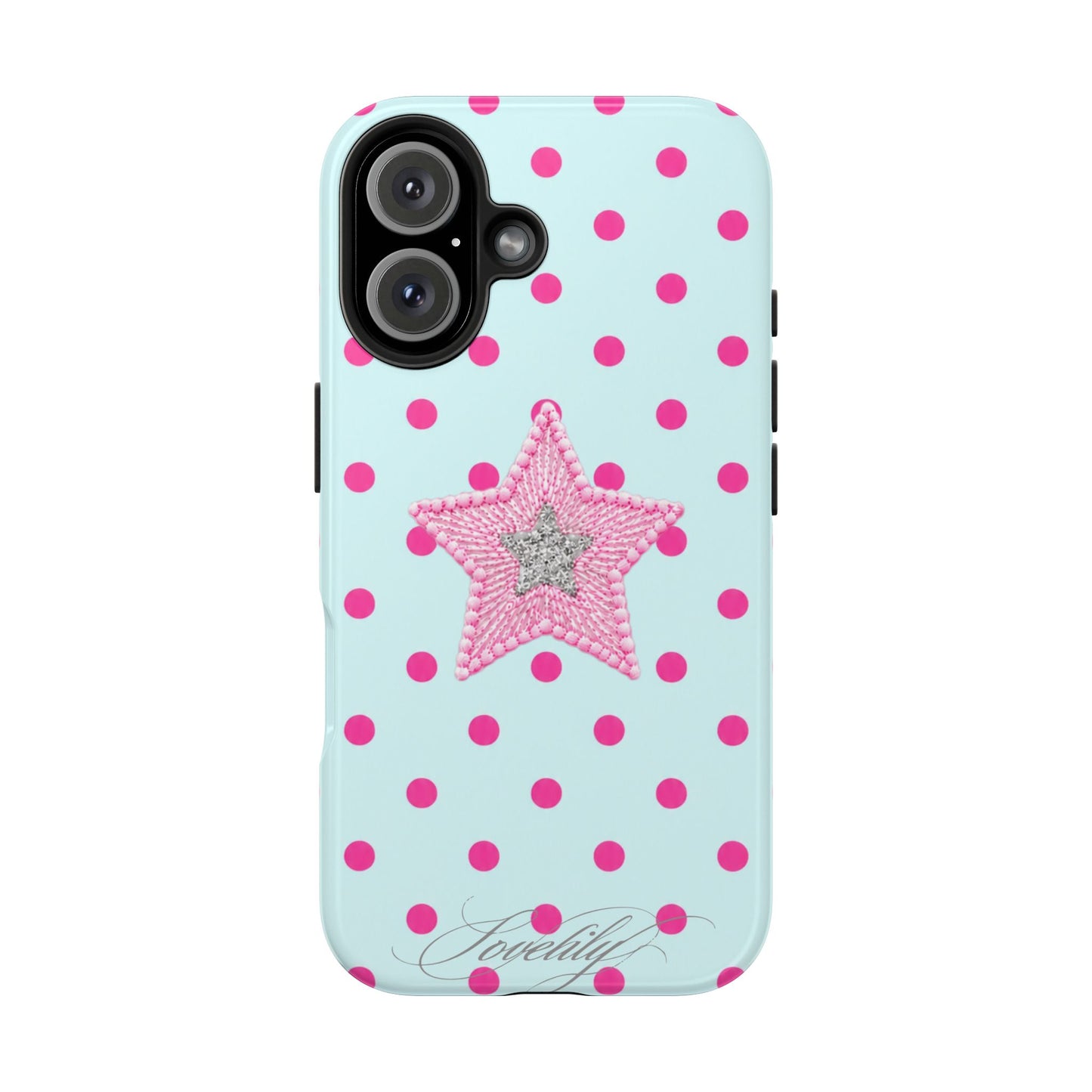 mint polka dot! stacked phone case