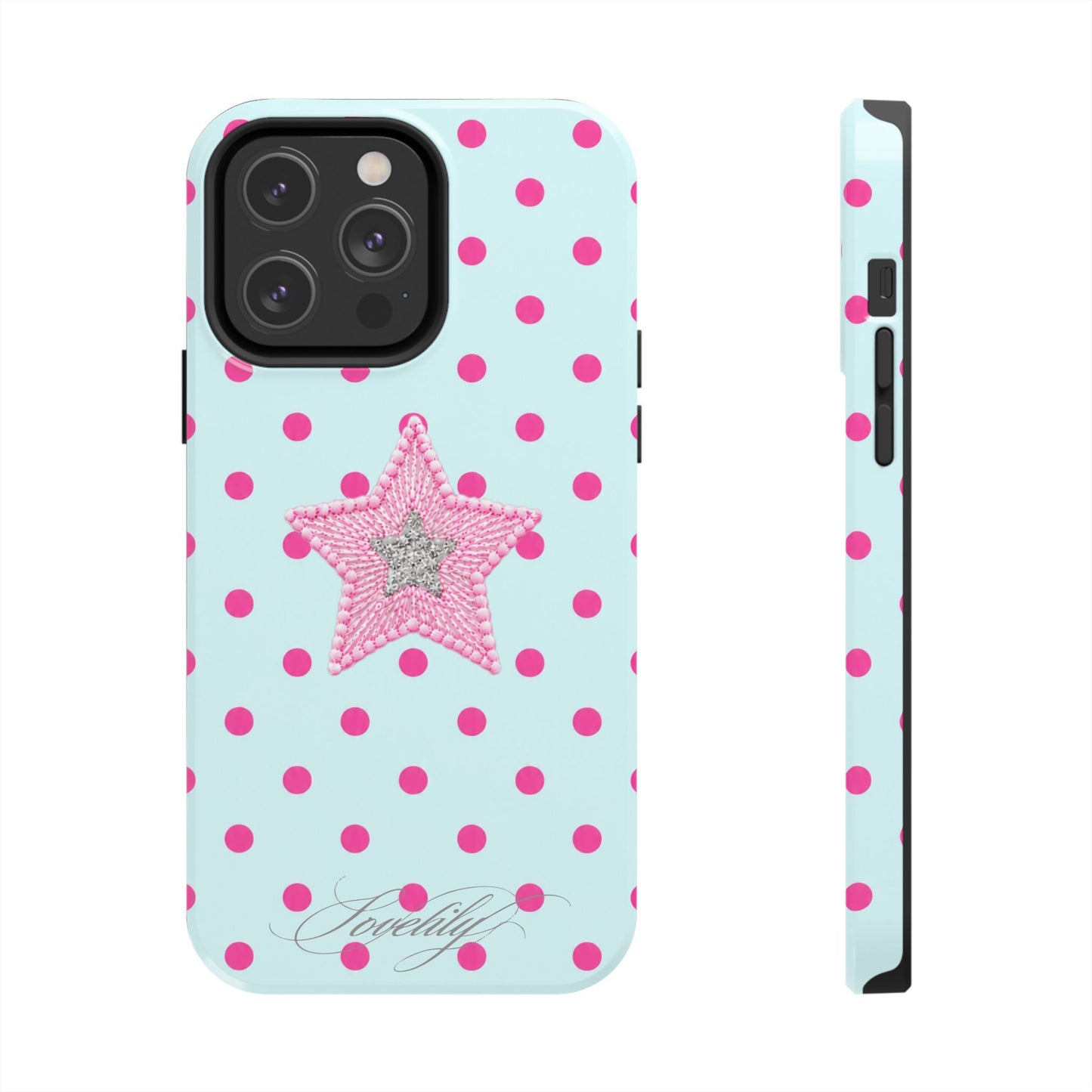 mint polka dot! stacked phone case