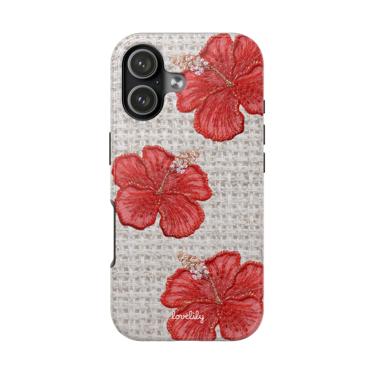 embroidered hibiscus stacked phone case