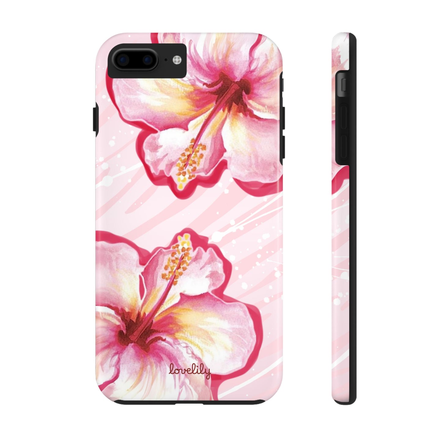 pink hibiscus stacked phone case