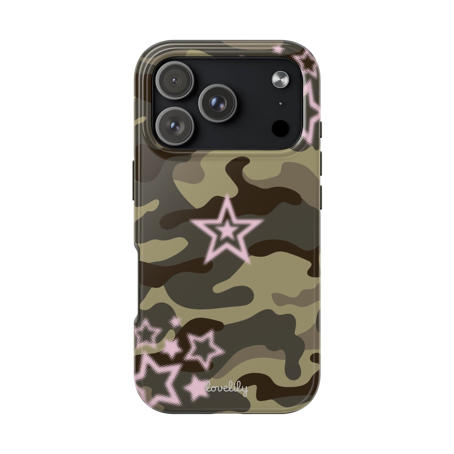pink camo star stacked phone case
