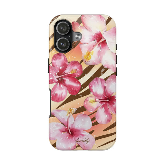 brown zebra n pink! stacked phone case