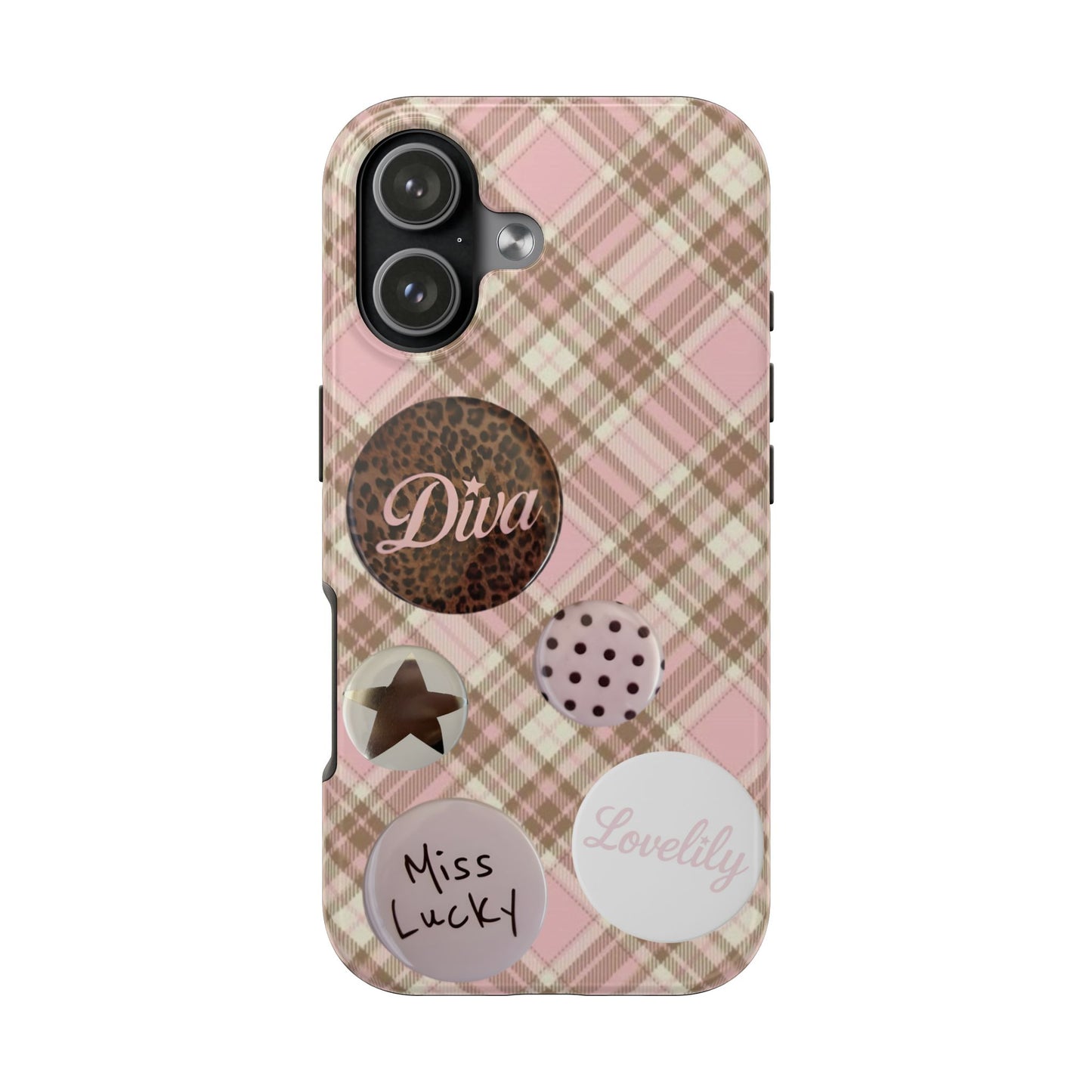 pink n brown pins stacked phone case