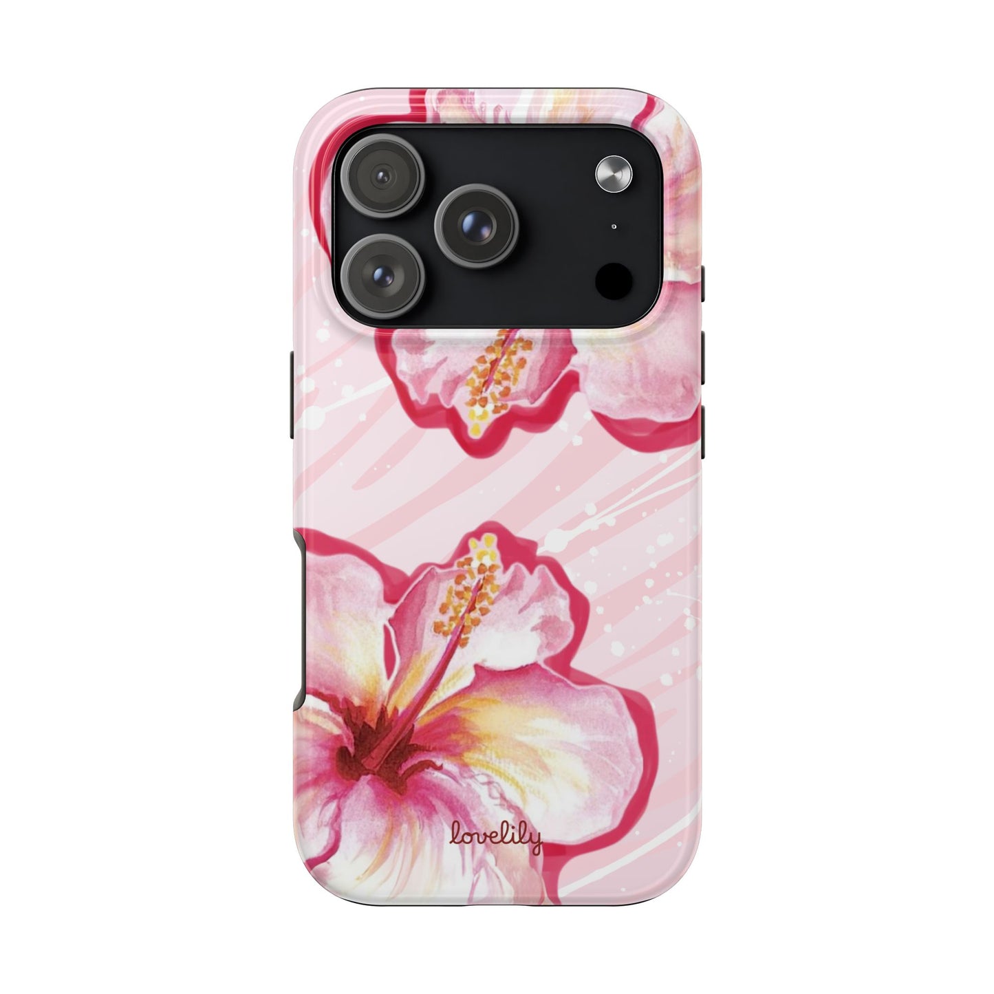 pink hibiscus stacked phone case