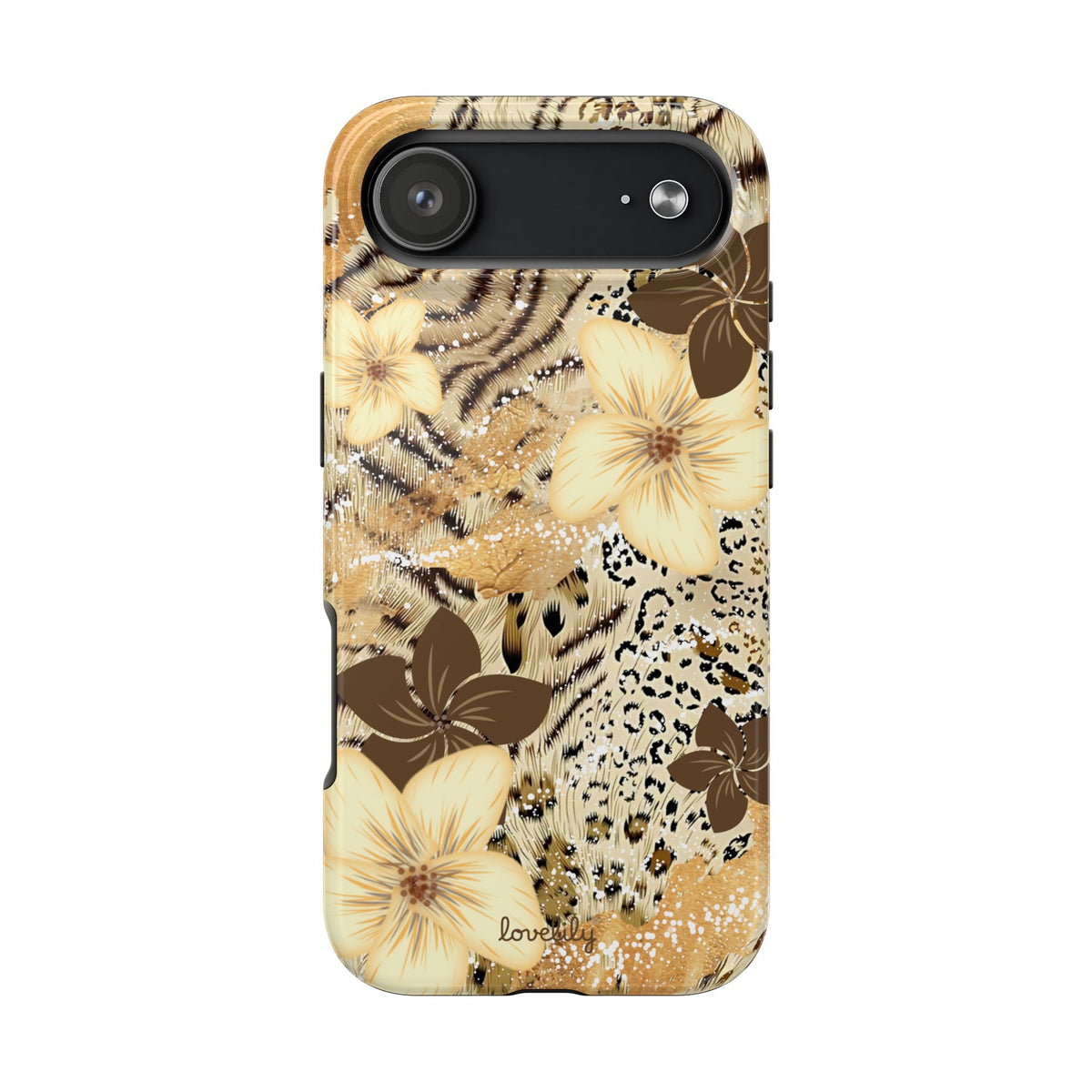 creme n' brown plumeria stacked phone case