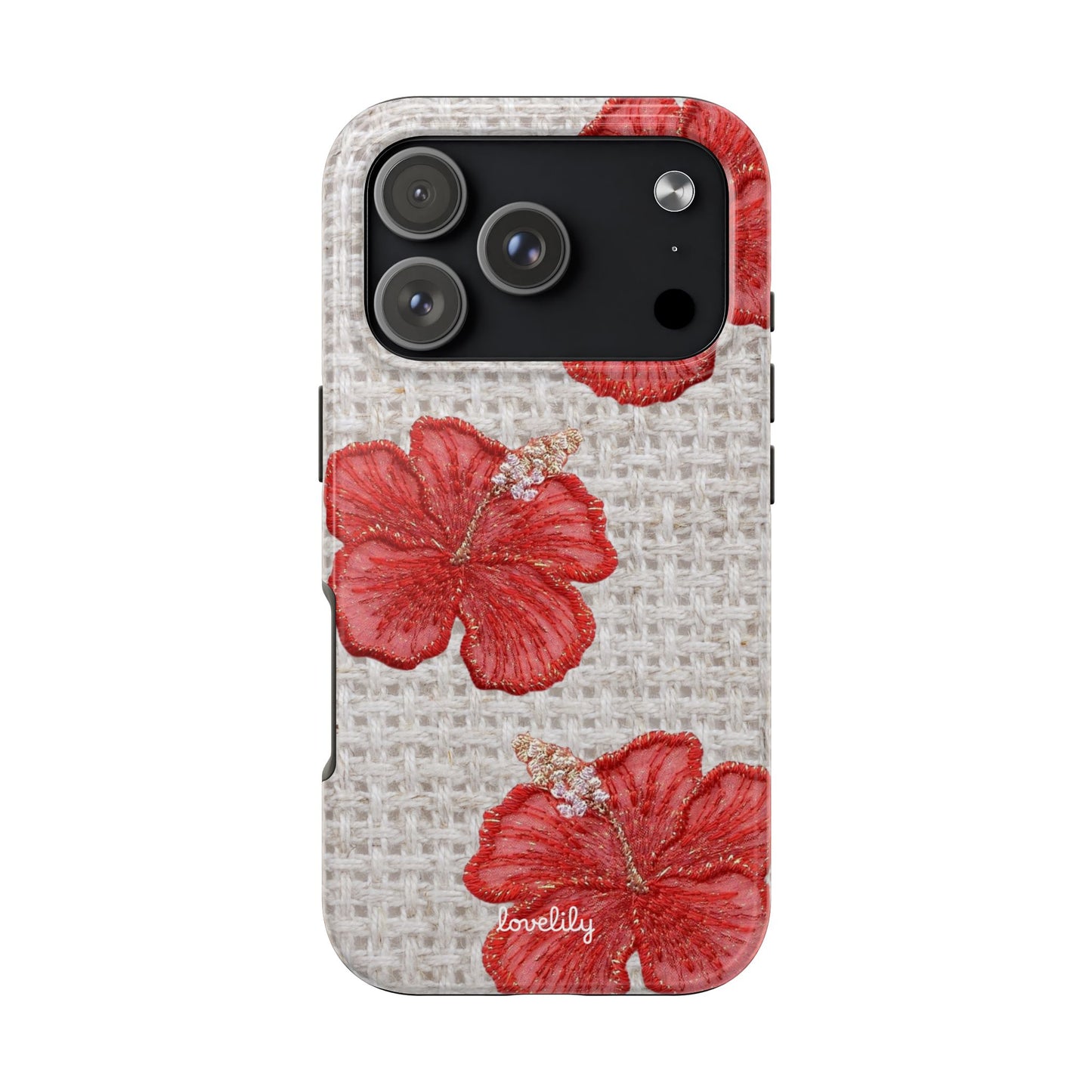 embroidered hibiscus stacked phone case
