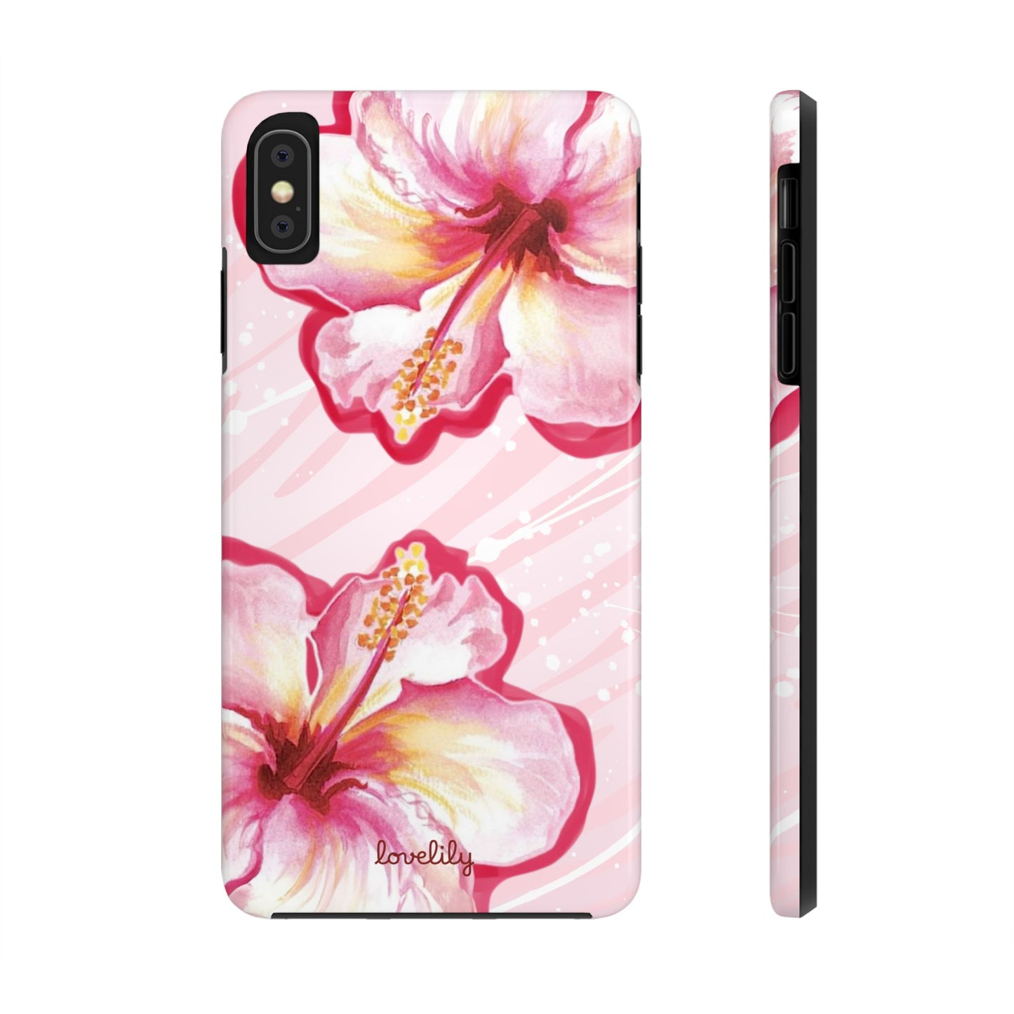 pink hibiscus stacked phone case