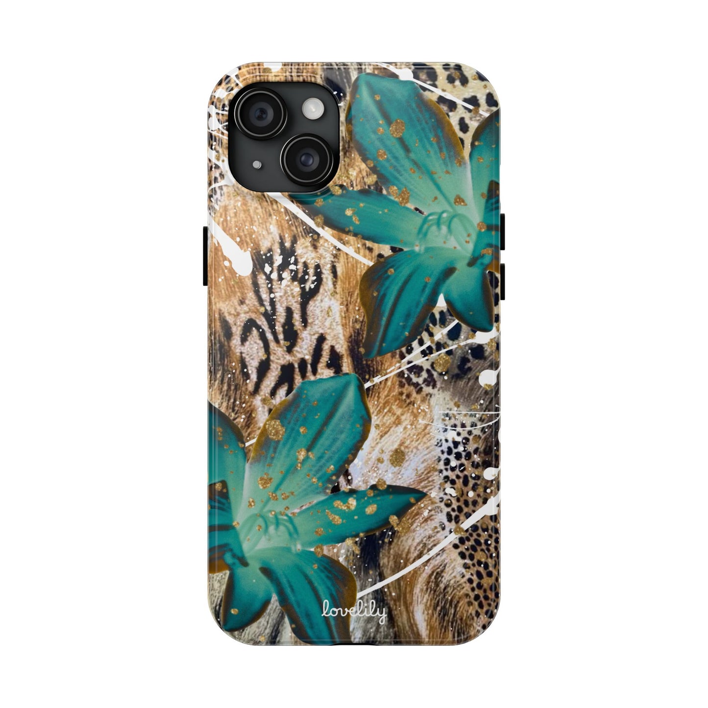 brown n blue stacked phone case