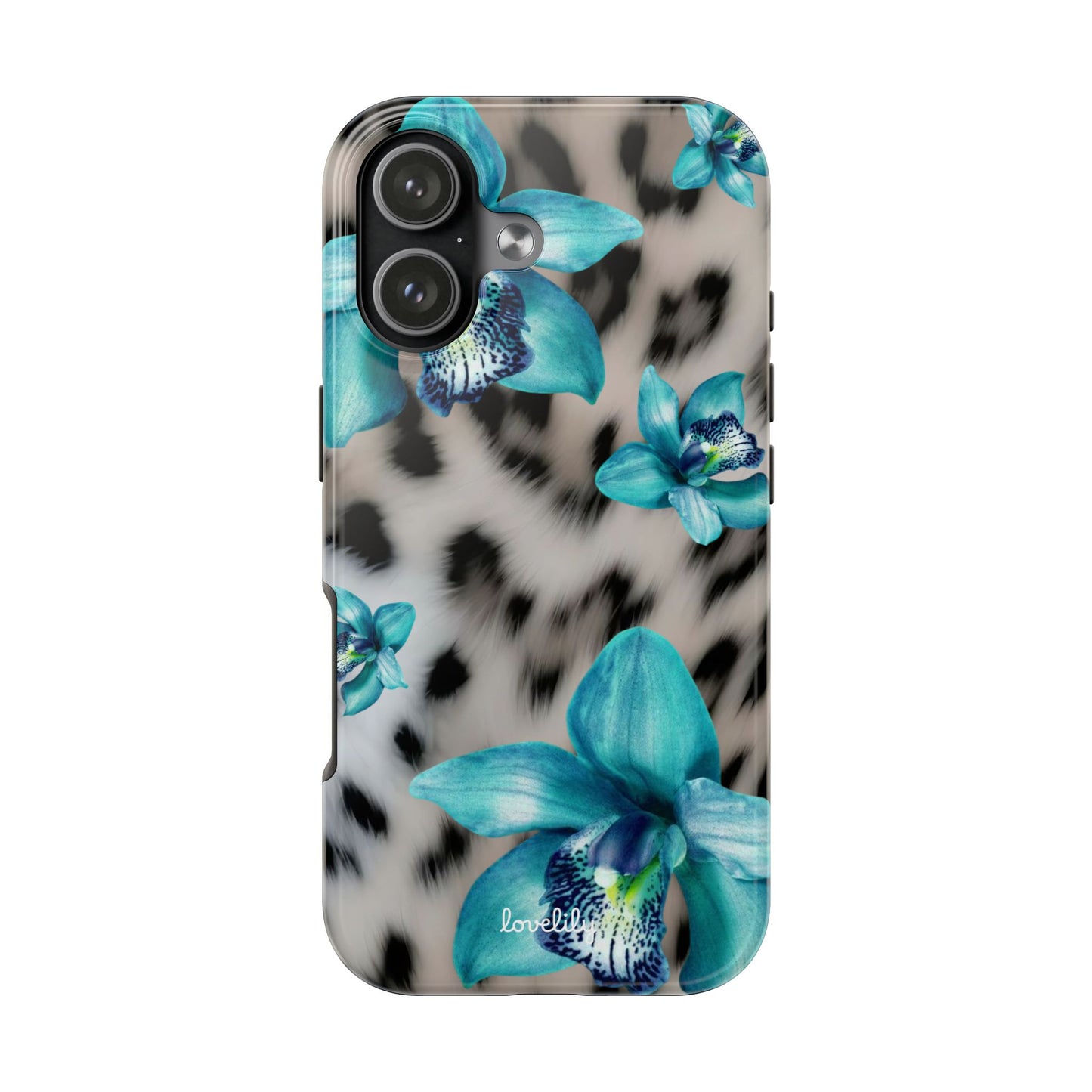 snow leopard orchid stacked phone case