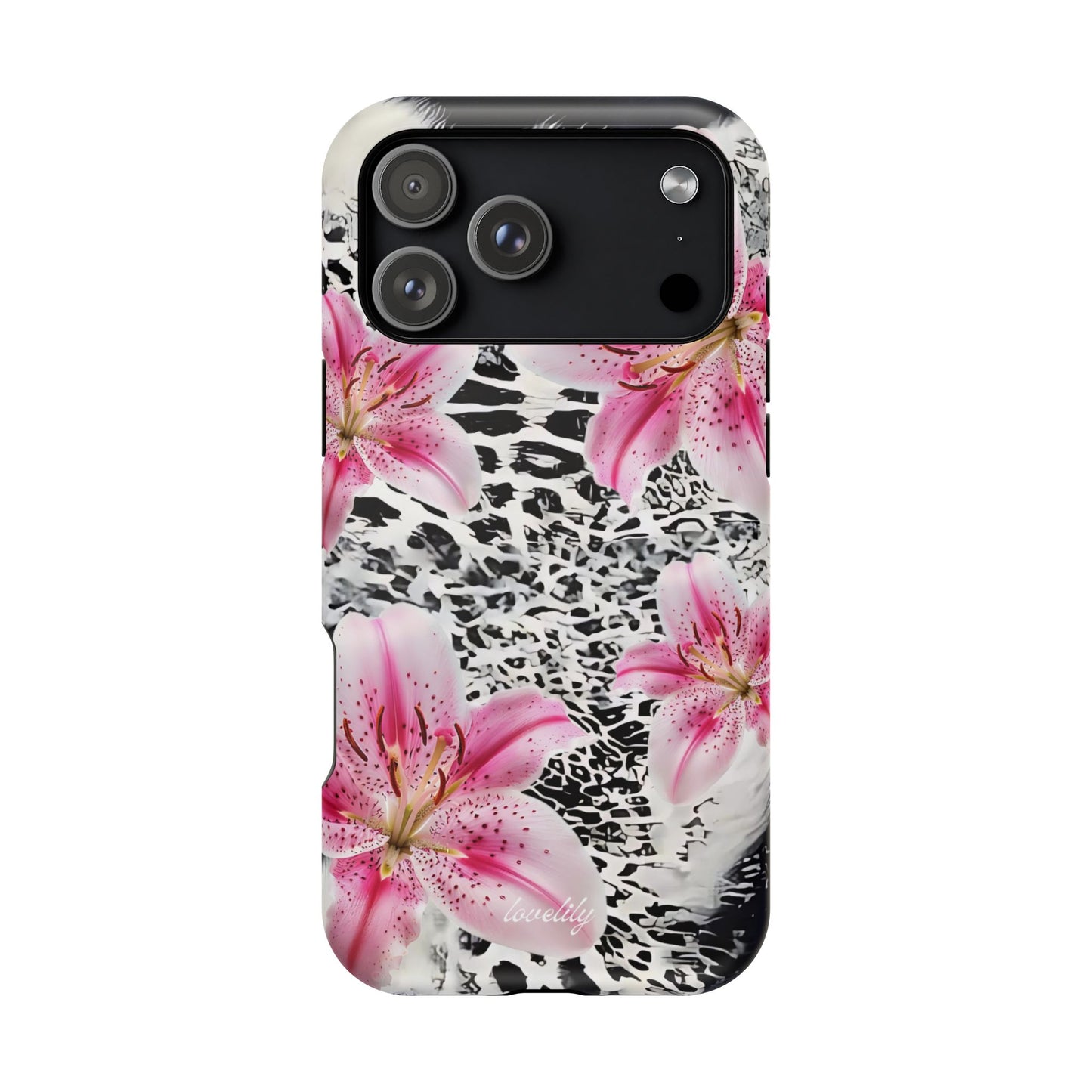 MAGSAFE black pink stacked phone case