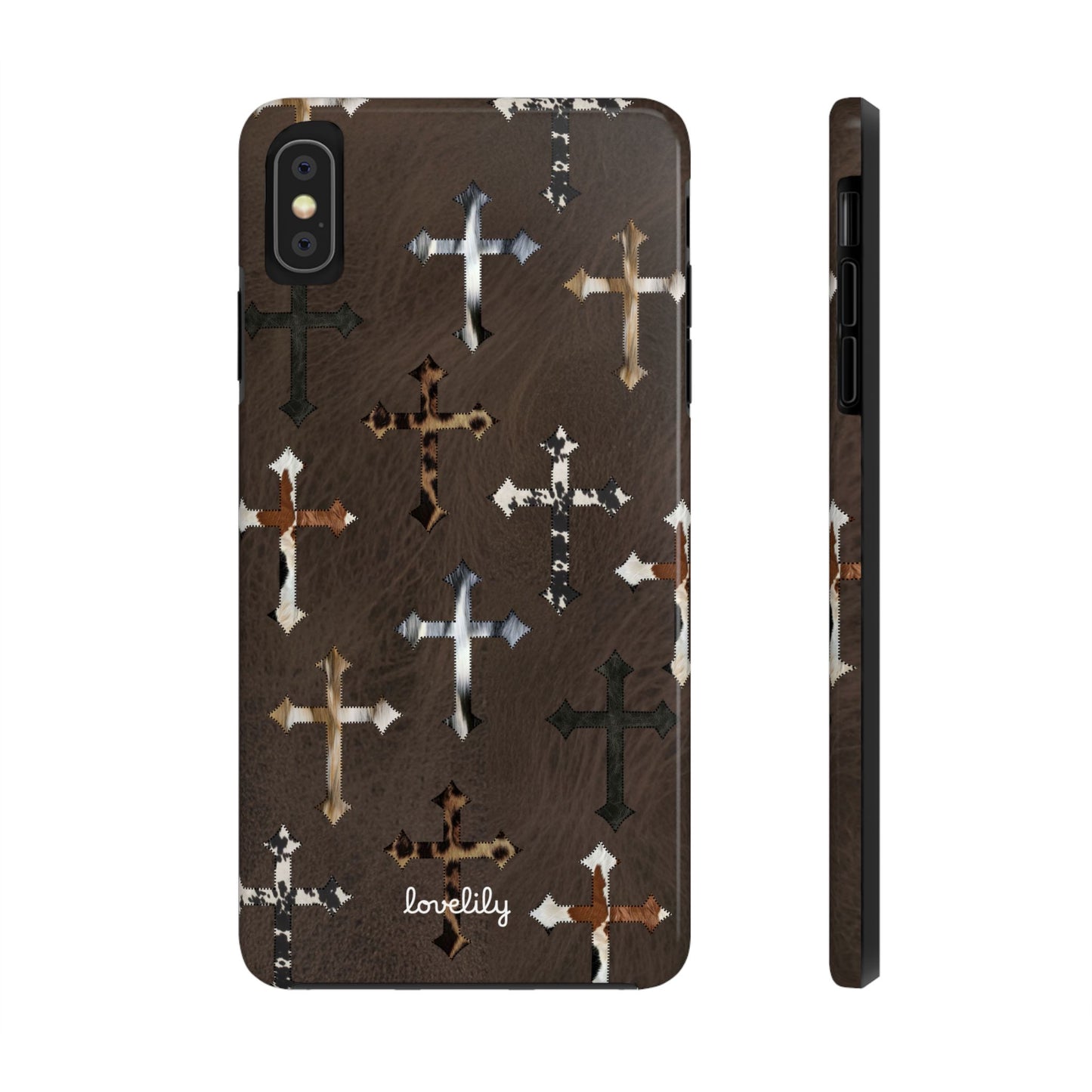 fur cross stacked phone case