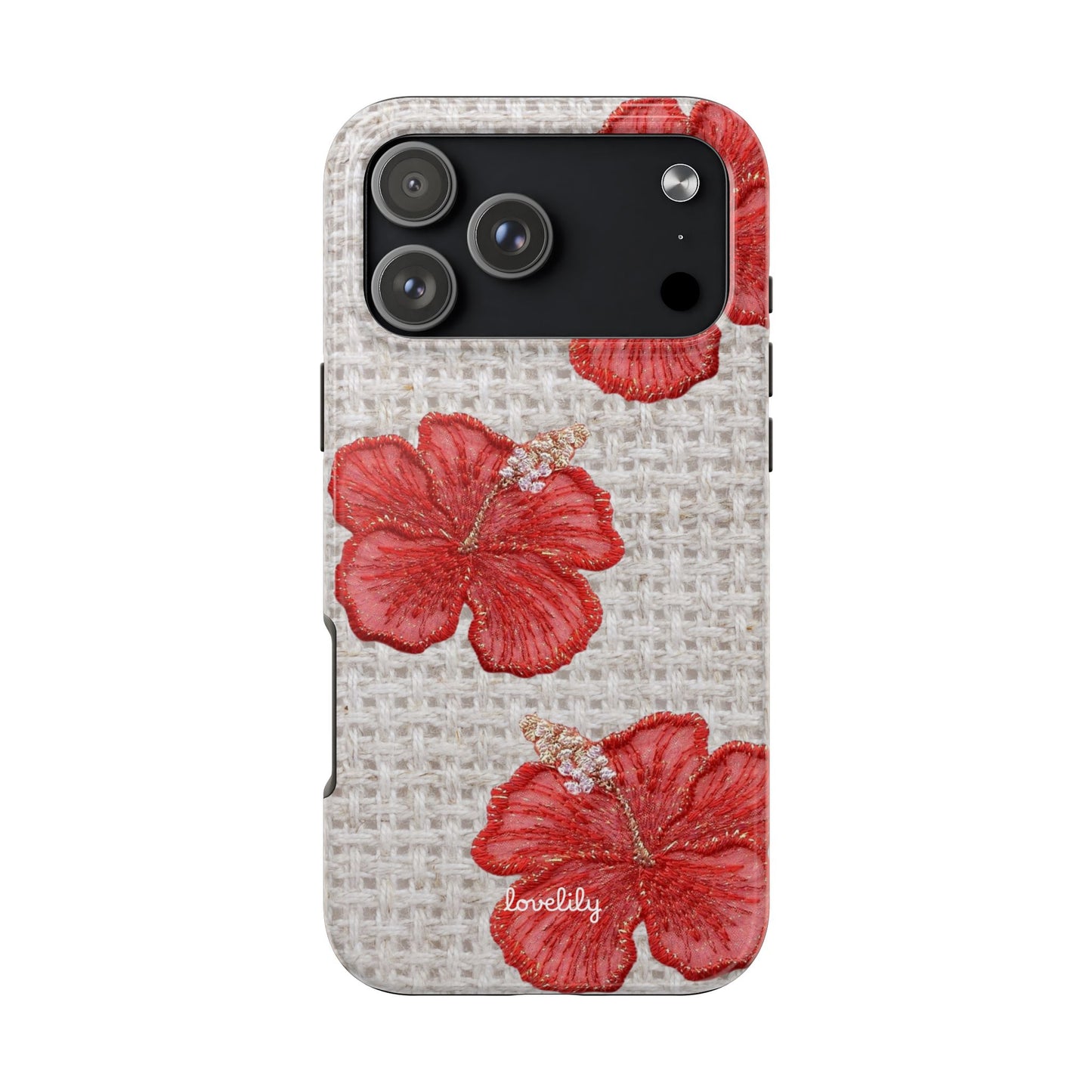 embroidered hibiscus stacked phone case