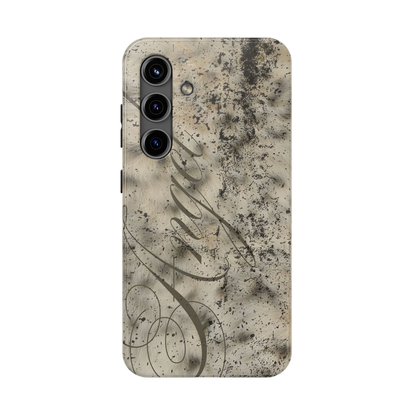 leopard angel fur stacked phone case