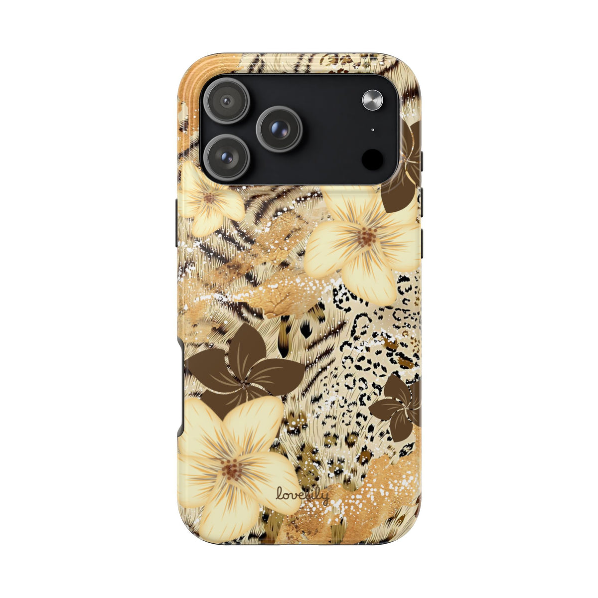 creme n' brown plumeria stacked phone case