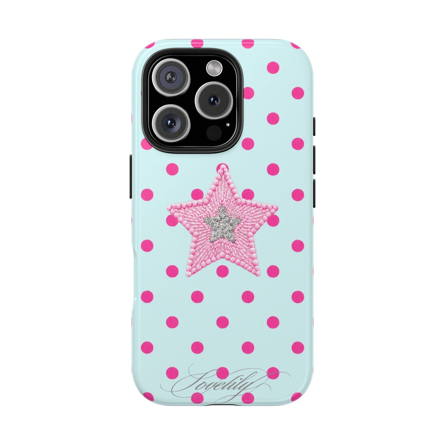 mint polka dot! stacked phone case