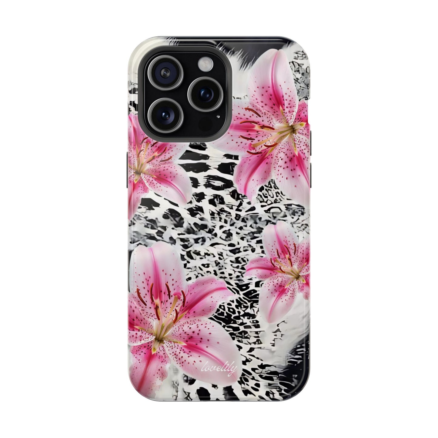 MAGSAFE black pink stacked phone case