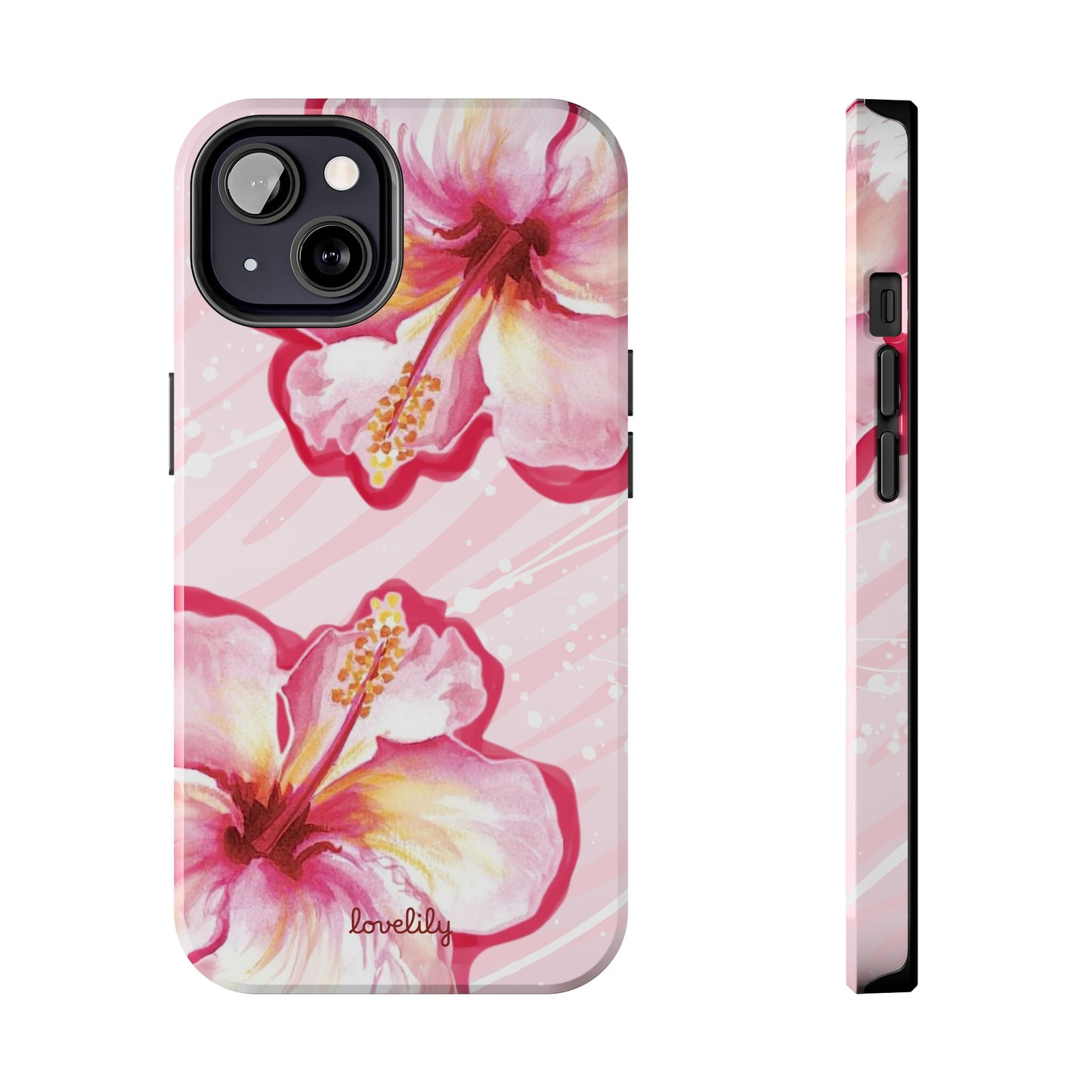 pink hibiscus stacked phone case