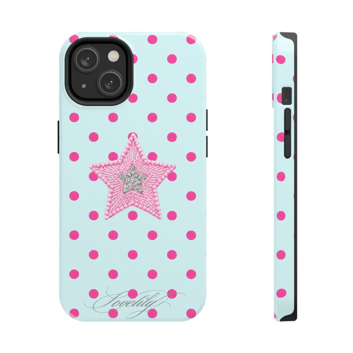 mint polka dot! stacked phone case