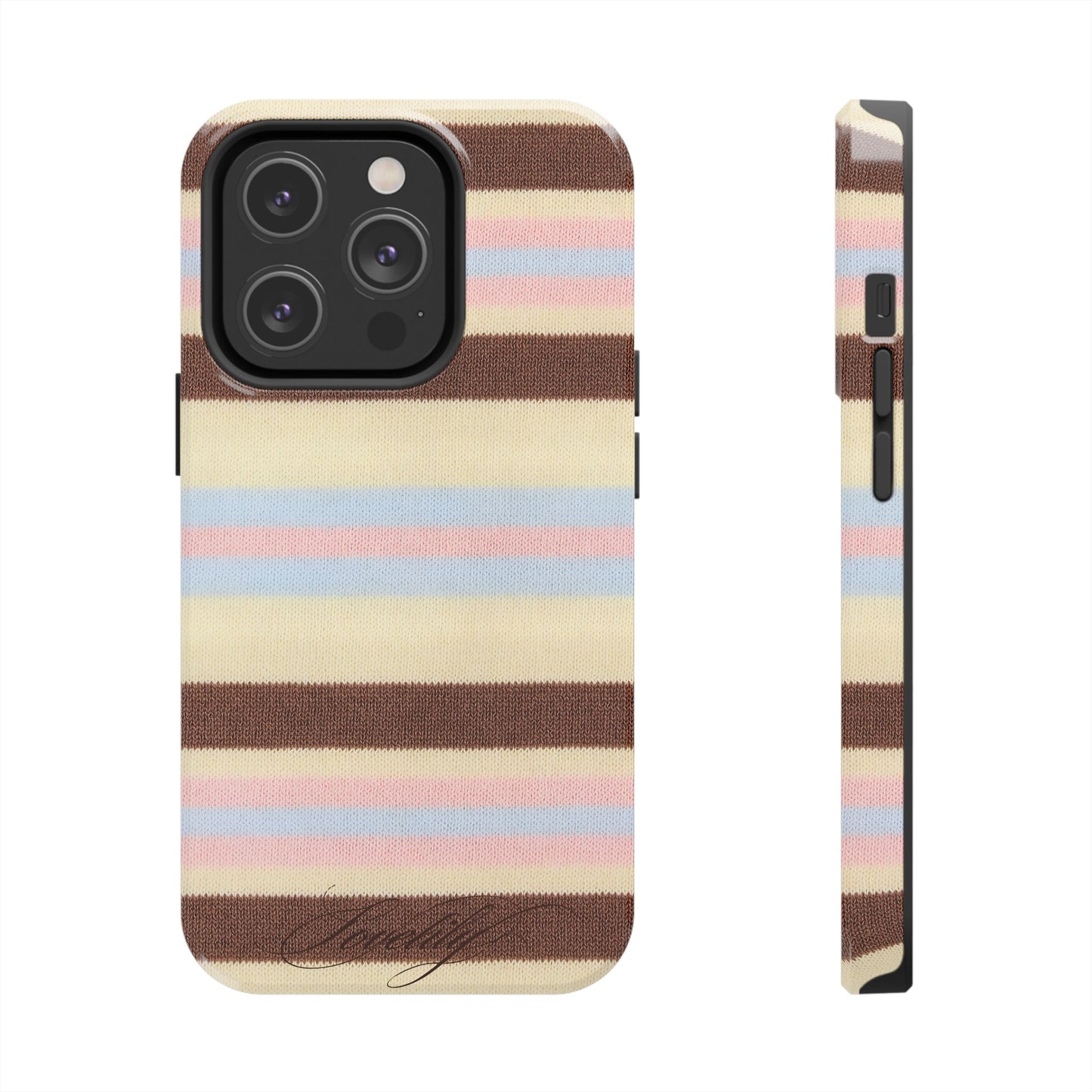 knitted pink n blue n brown! stacked phone case