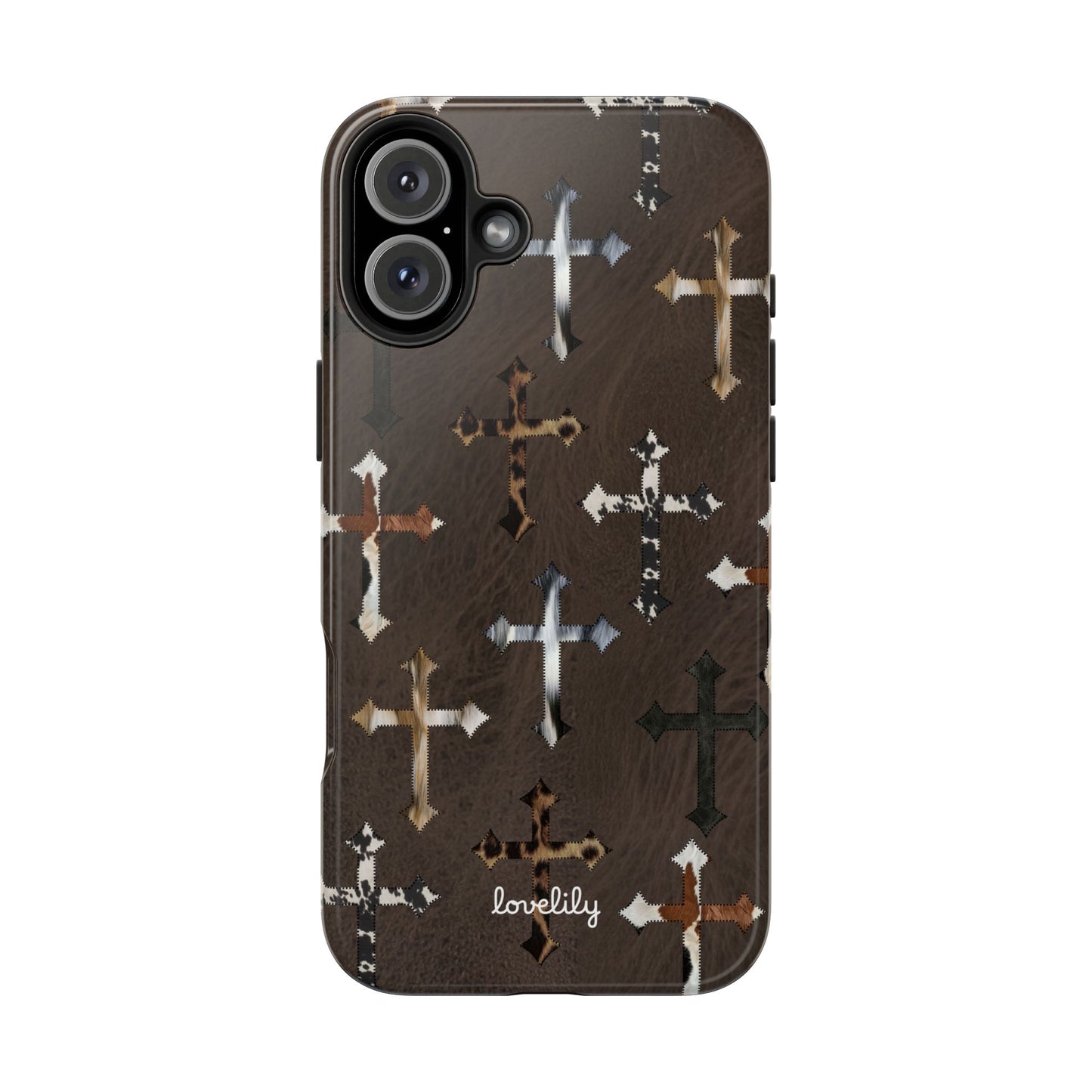 fur cross stacked phone case