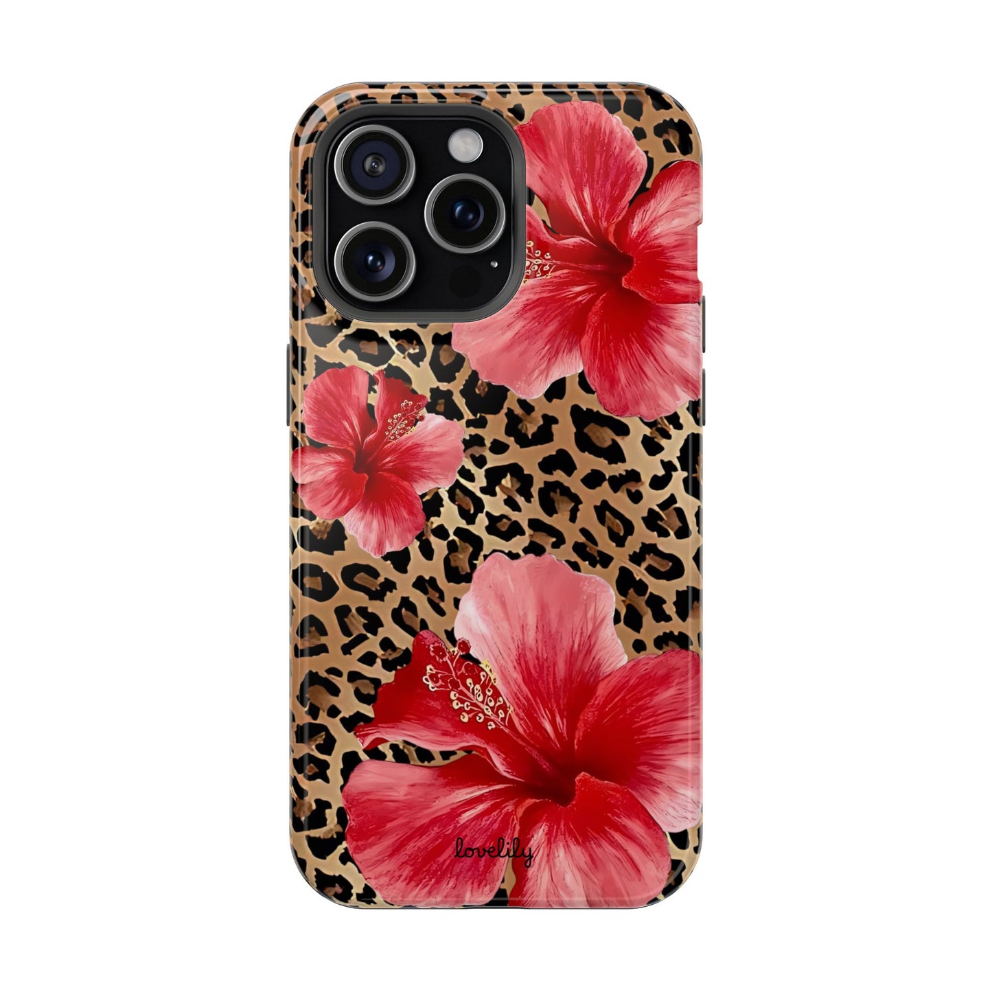 MAGSAFE leopard hibiscus stacked phone case