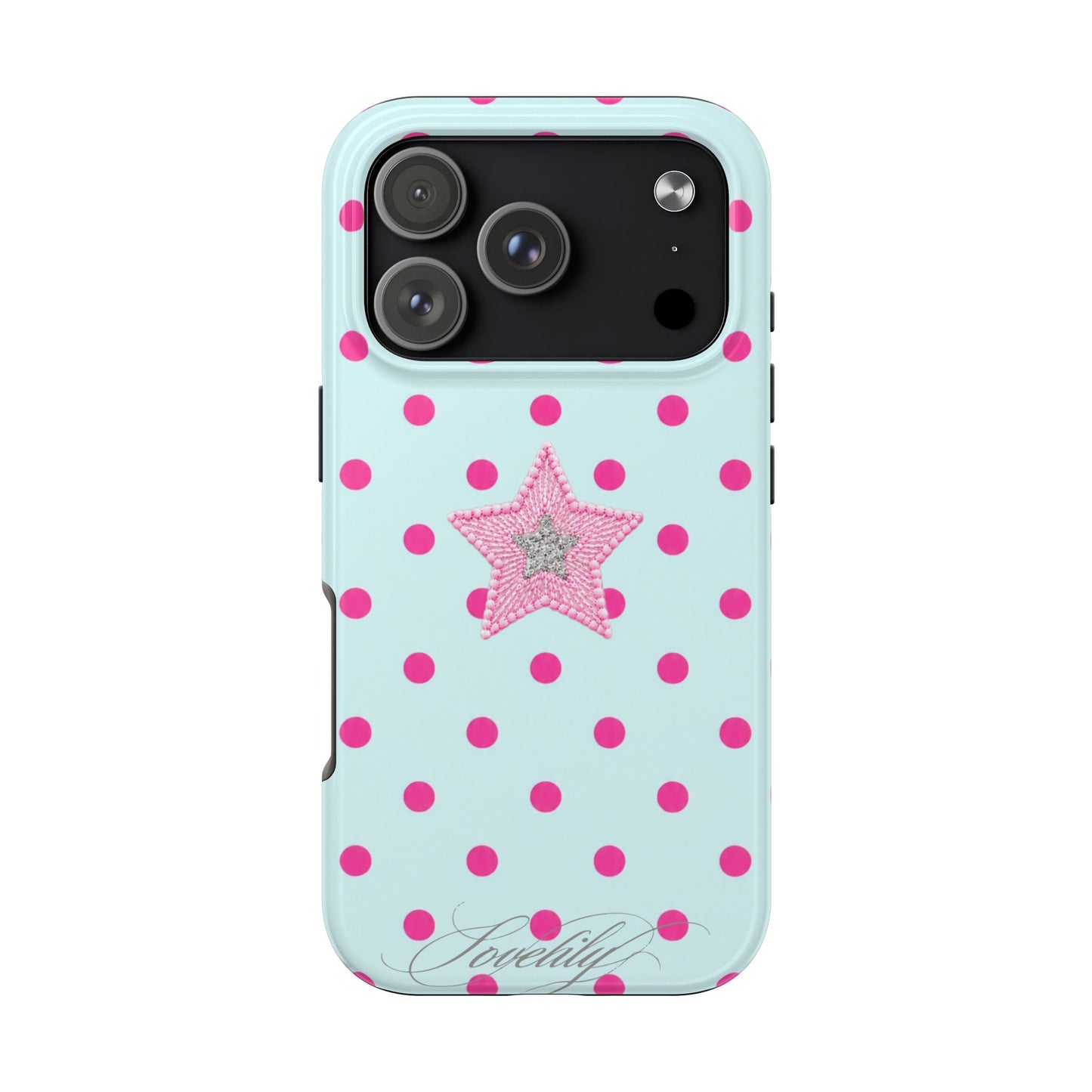 mint polka dot! stacked phone case