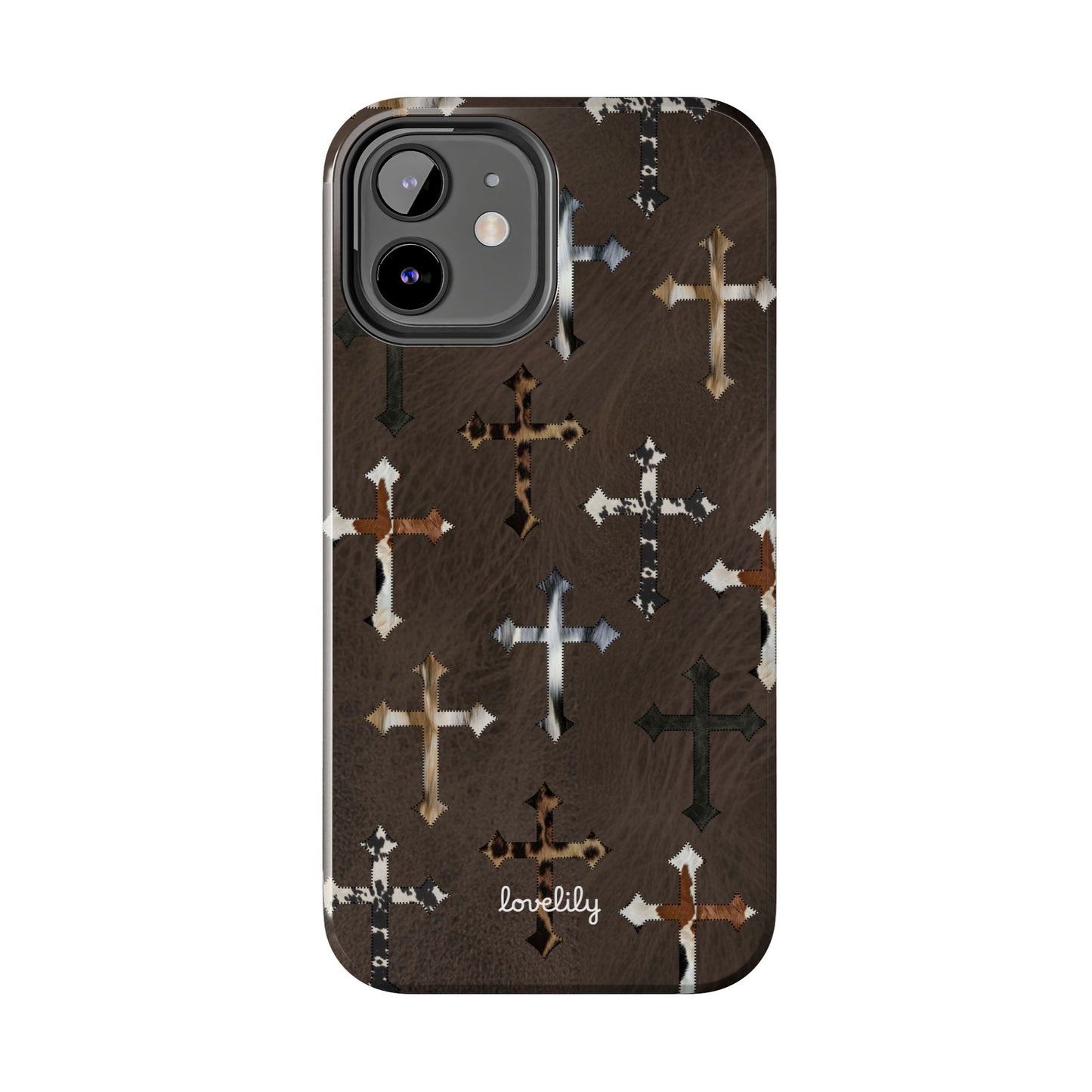 fur cross stacked phone case