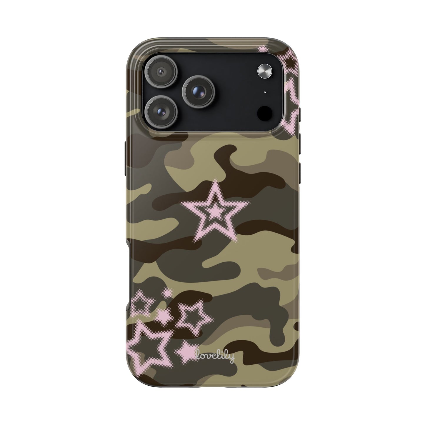 pink camo star stacked phone case