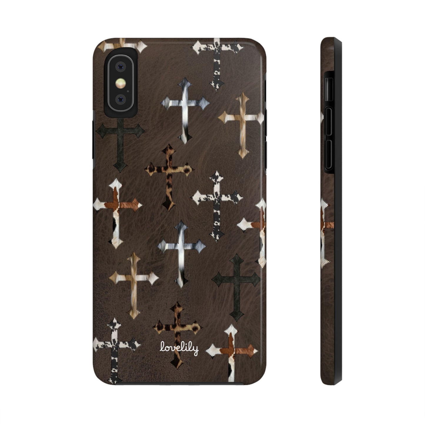 fur cross stacked phone case