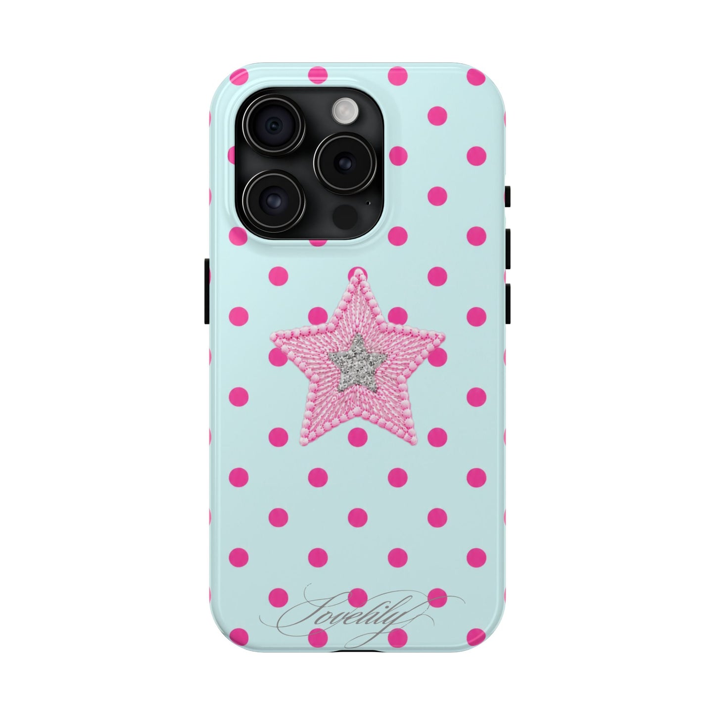 mint polka dot! stacked phone case
