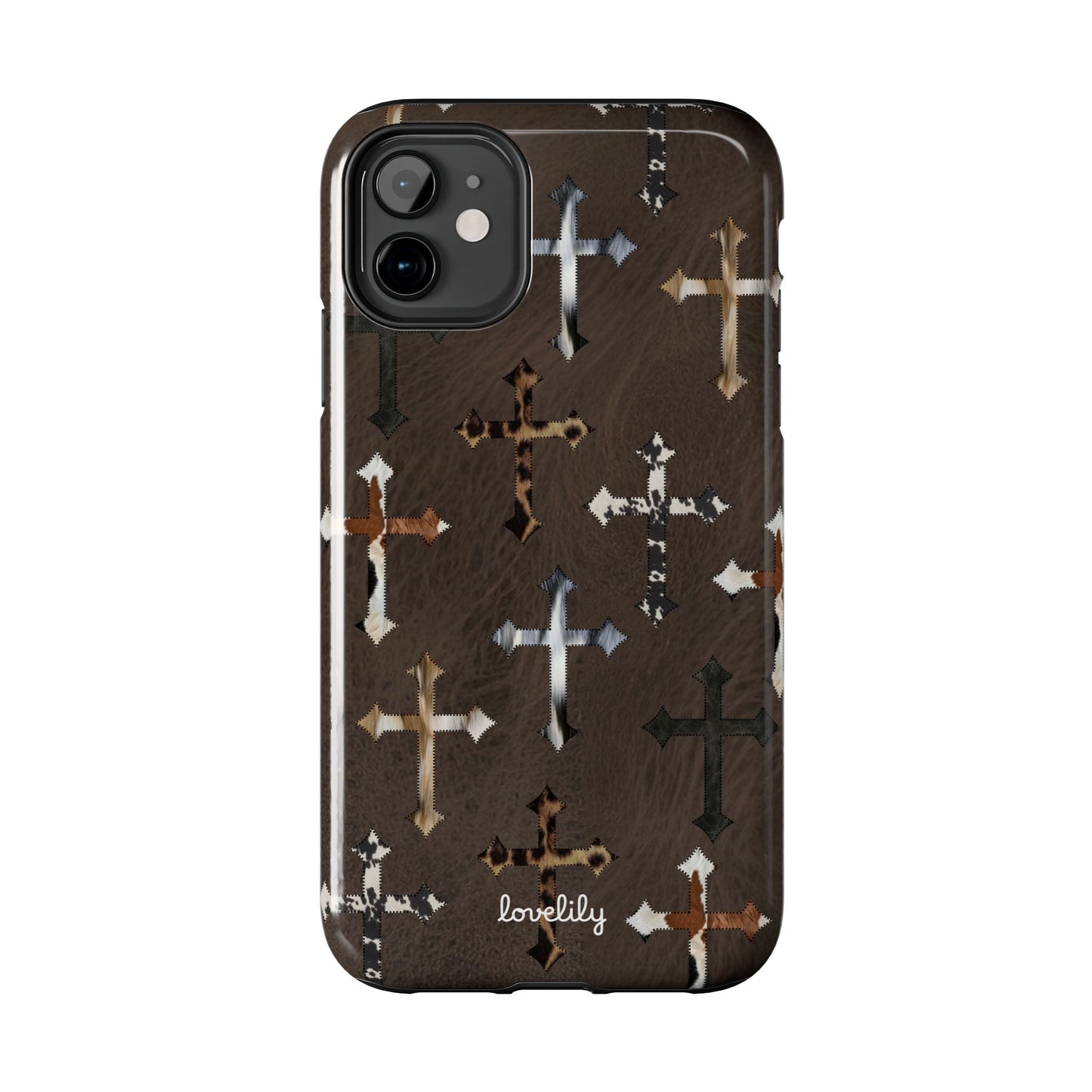 fur cross stacked phone case