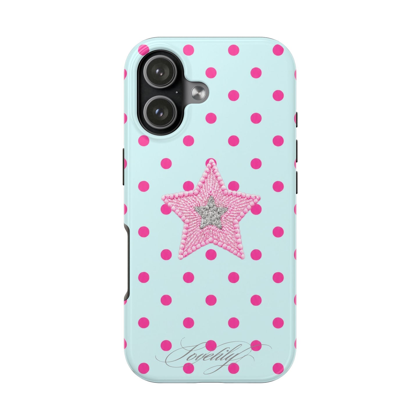 mint polka dot! stacked phone case
