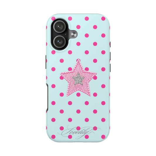 mint polka dot! stacked phone case