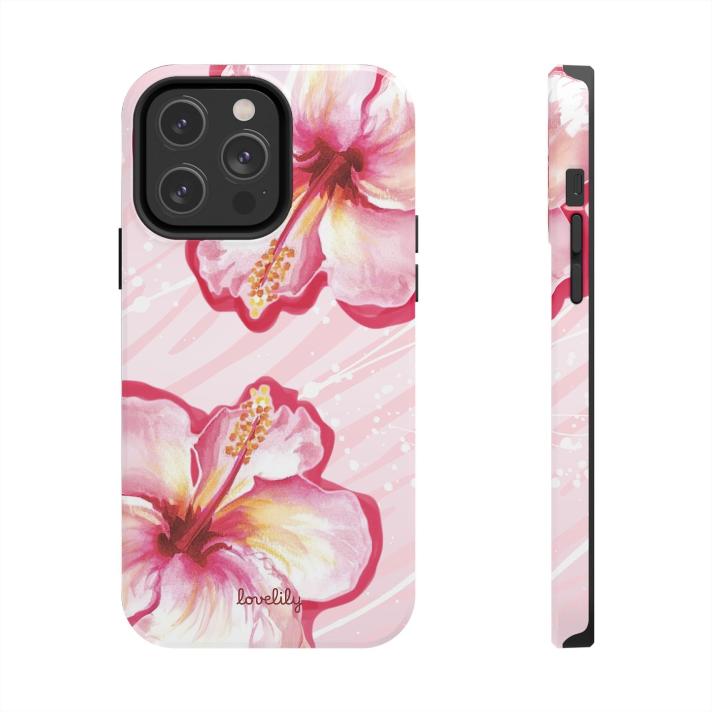pink hibiscus stacked phone case