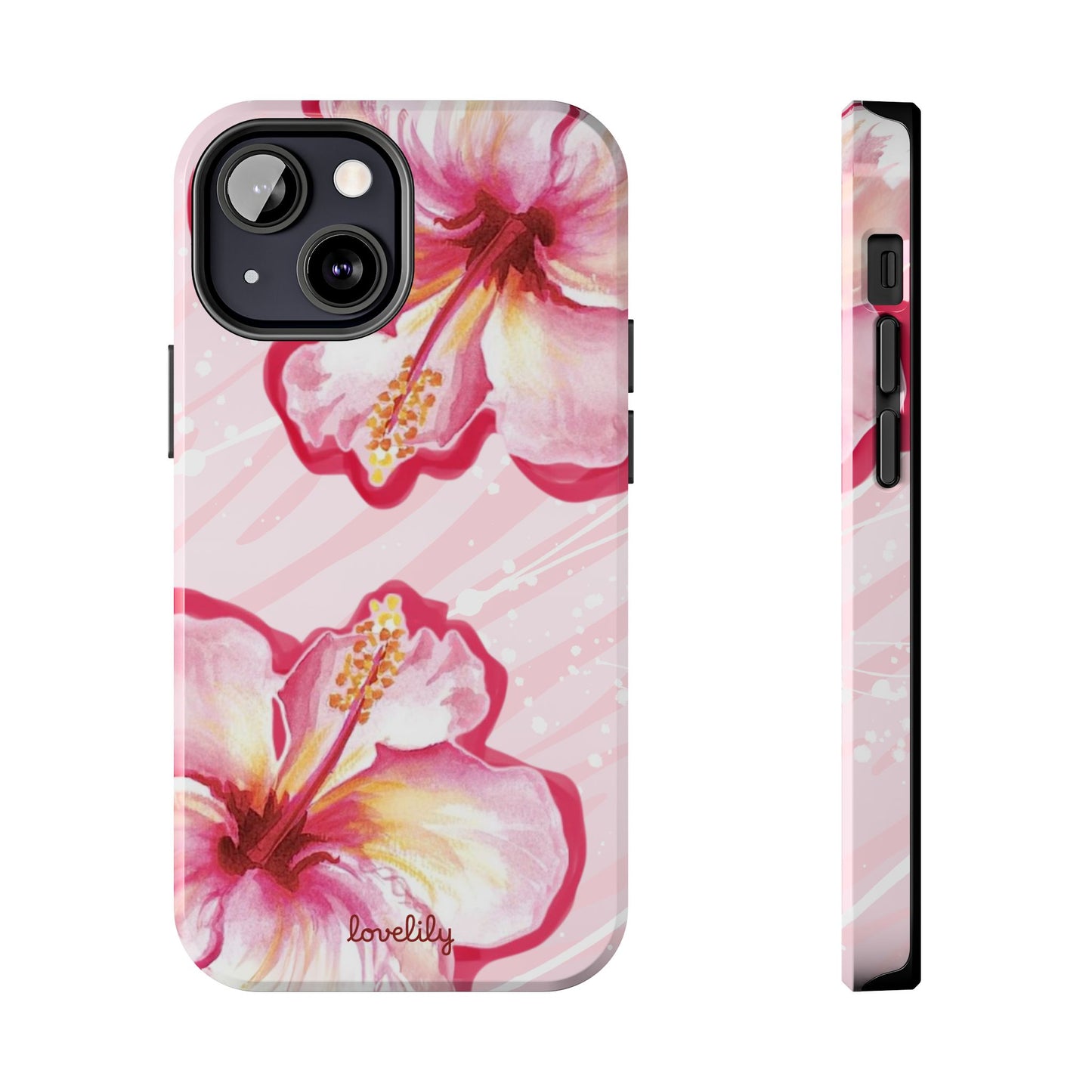 pink hibiscus stacked phone case