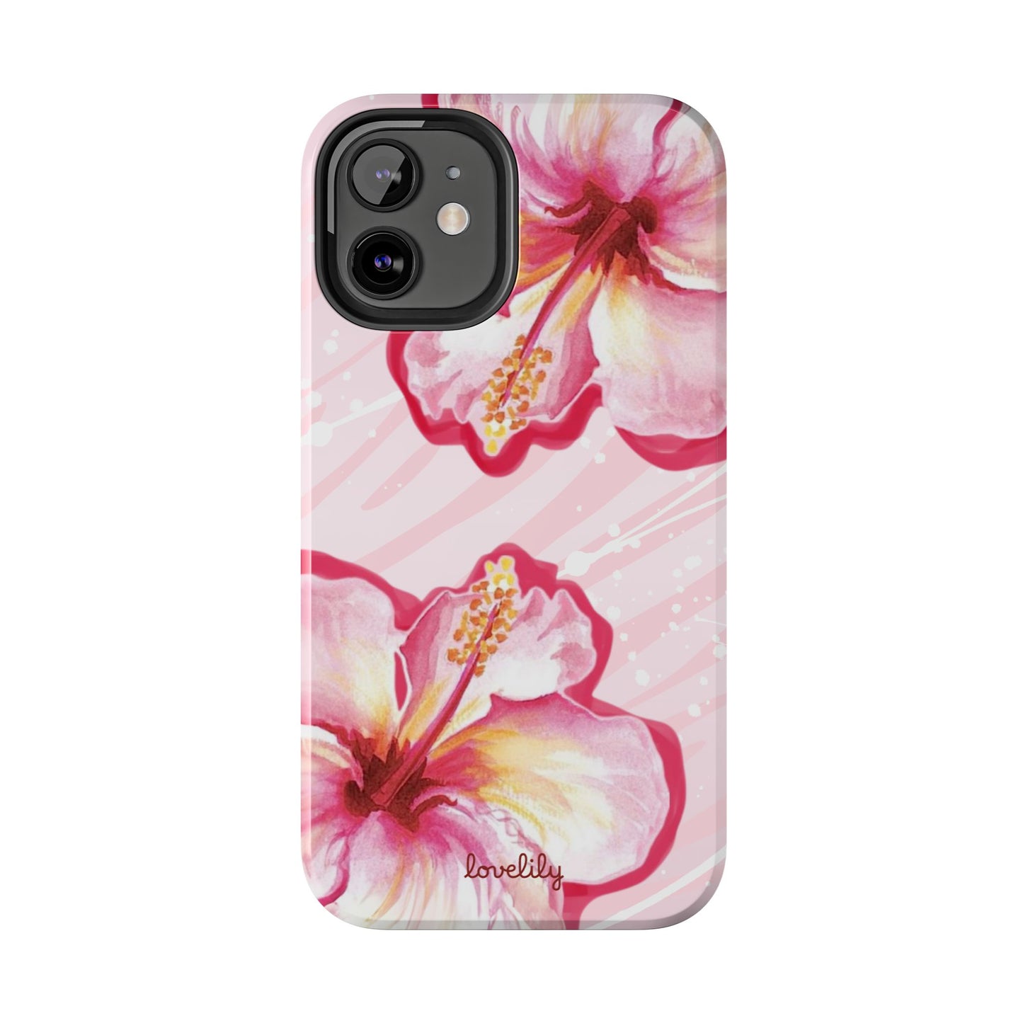 pink hibiscus stacked phone case