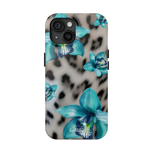 snow leopard orchid stacked phone case