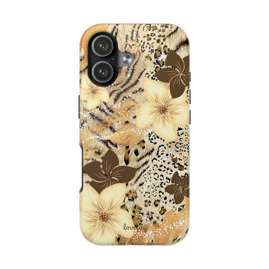 creme n' brown plumeria stacked phone case