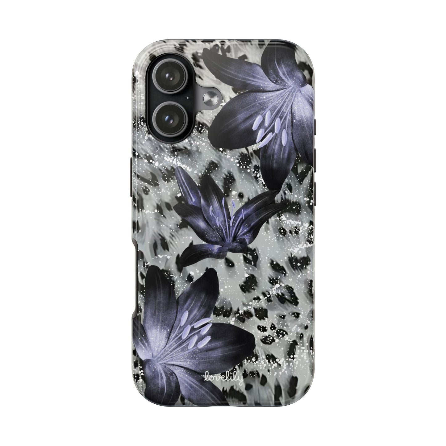 dark flowers stacked phone case