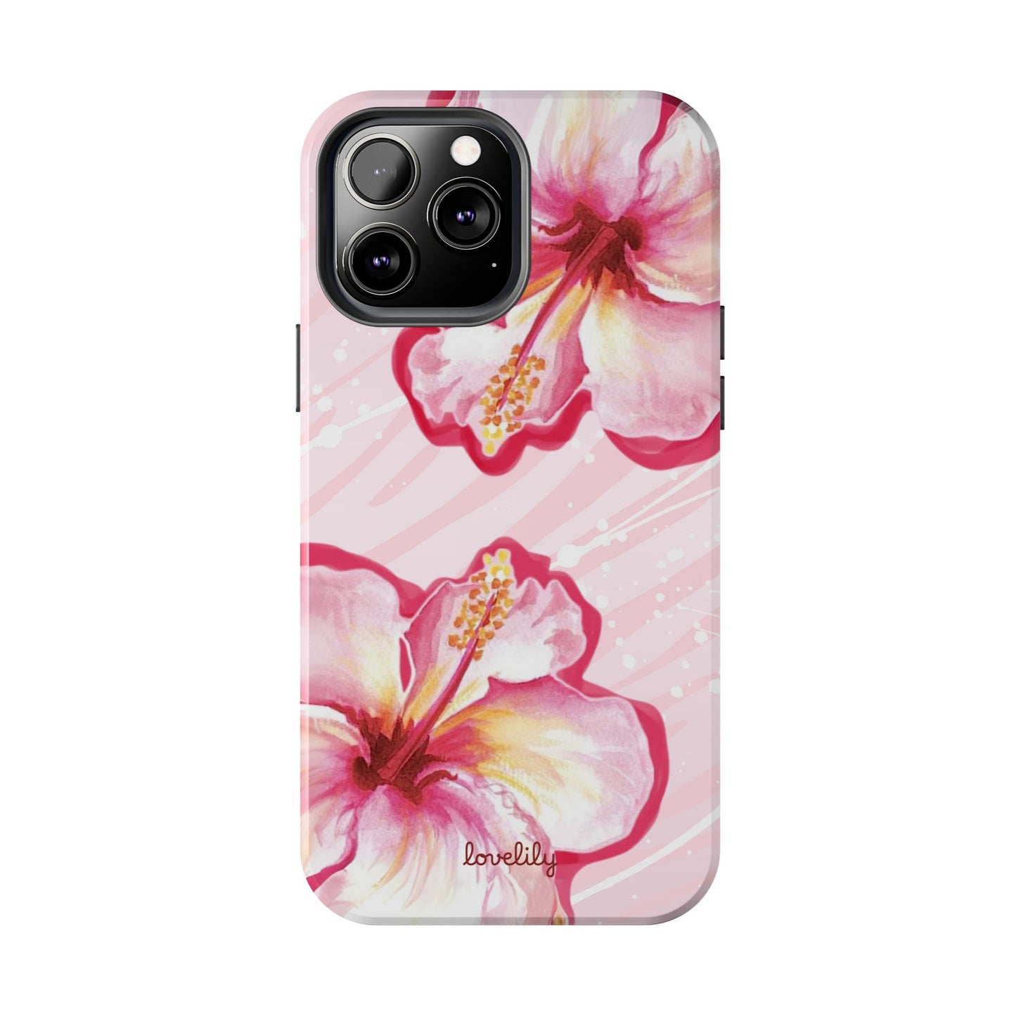 pink hibiscus stacked phone case