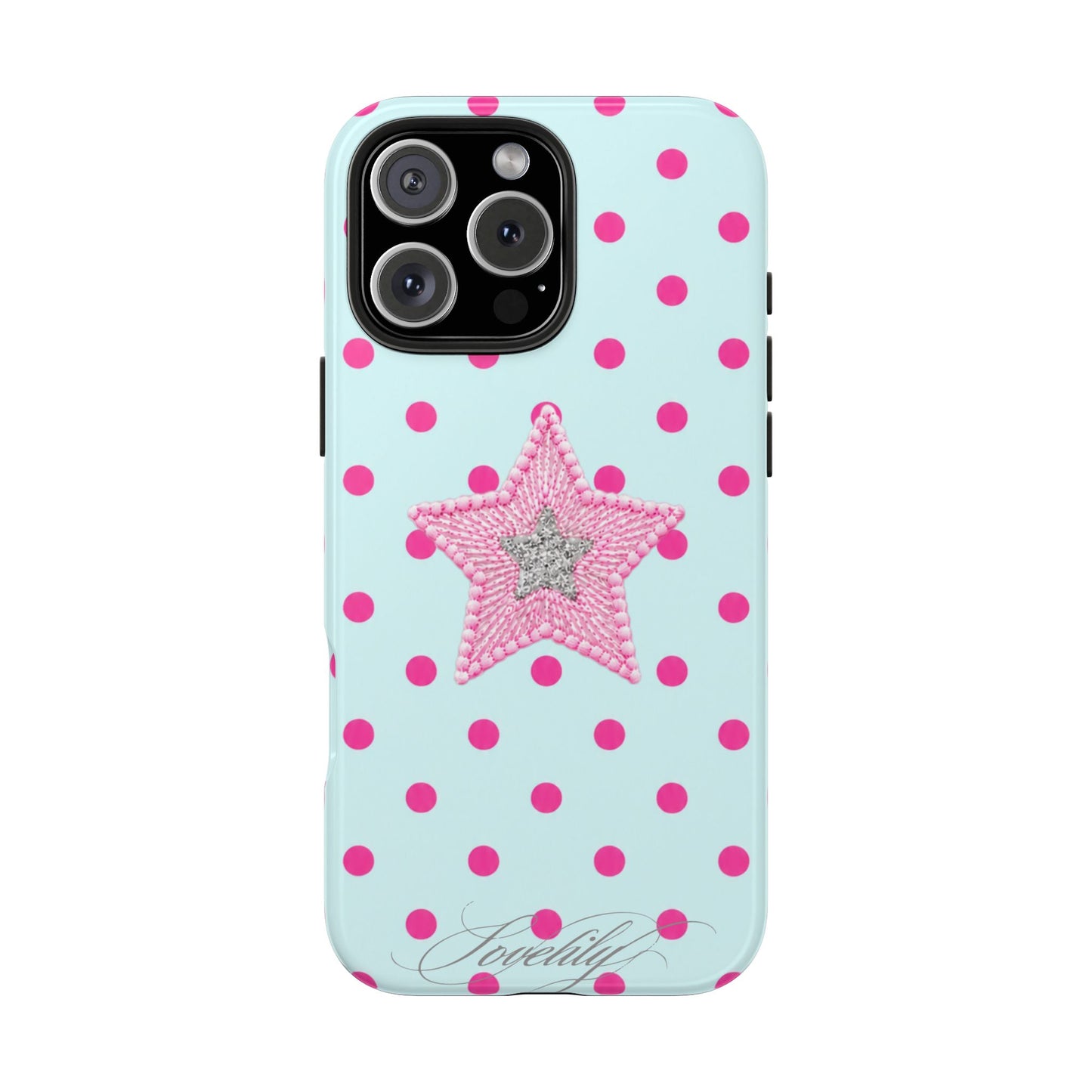 mint polka dot! stacked phone case