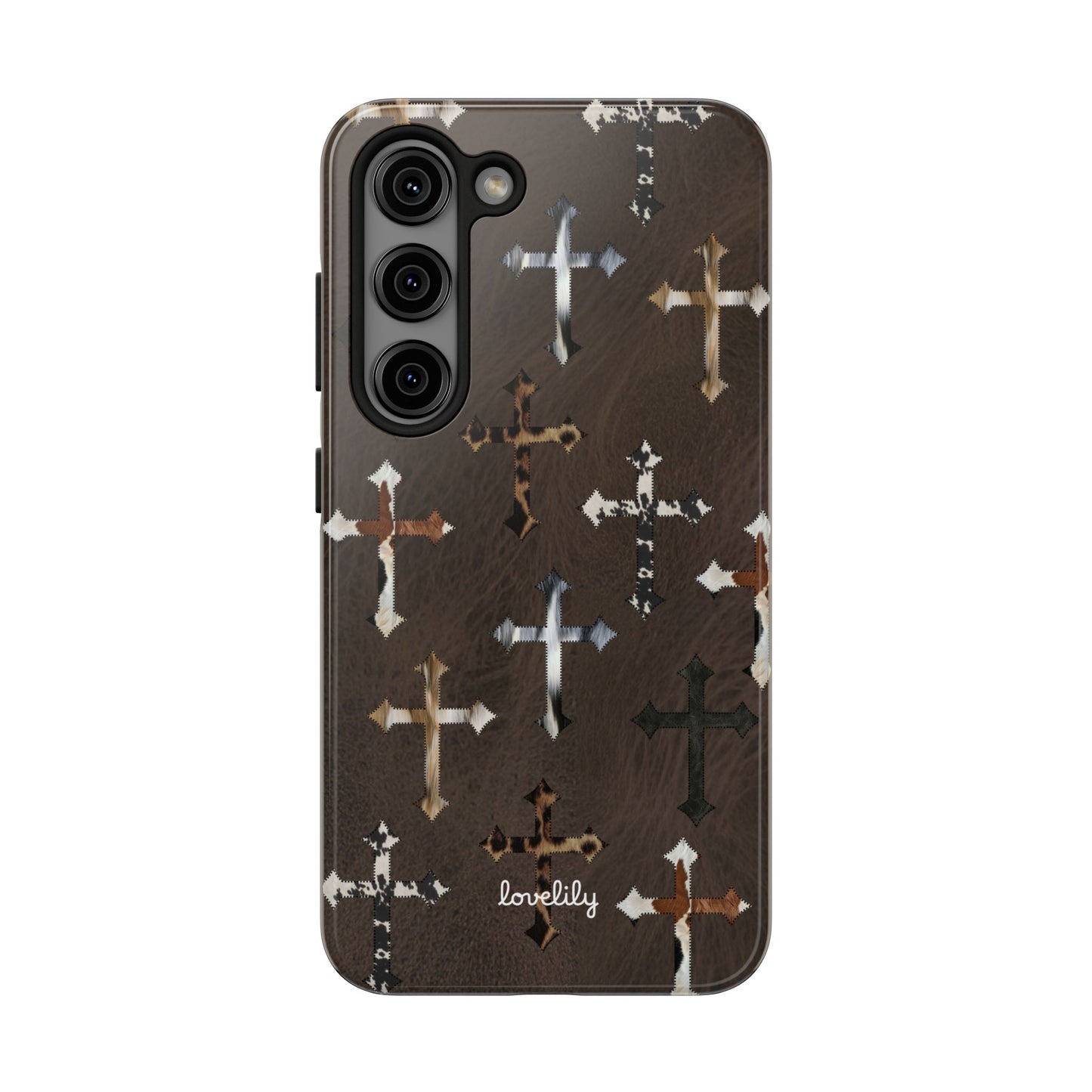 fur cross stacked phone case