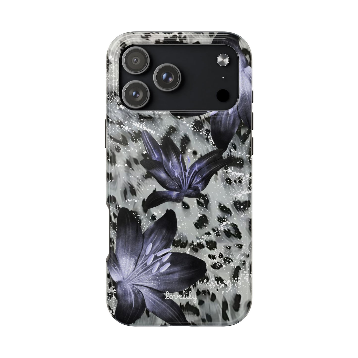dark flowers stacked phone case