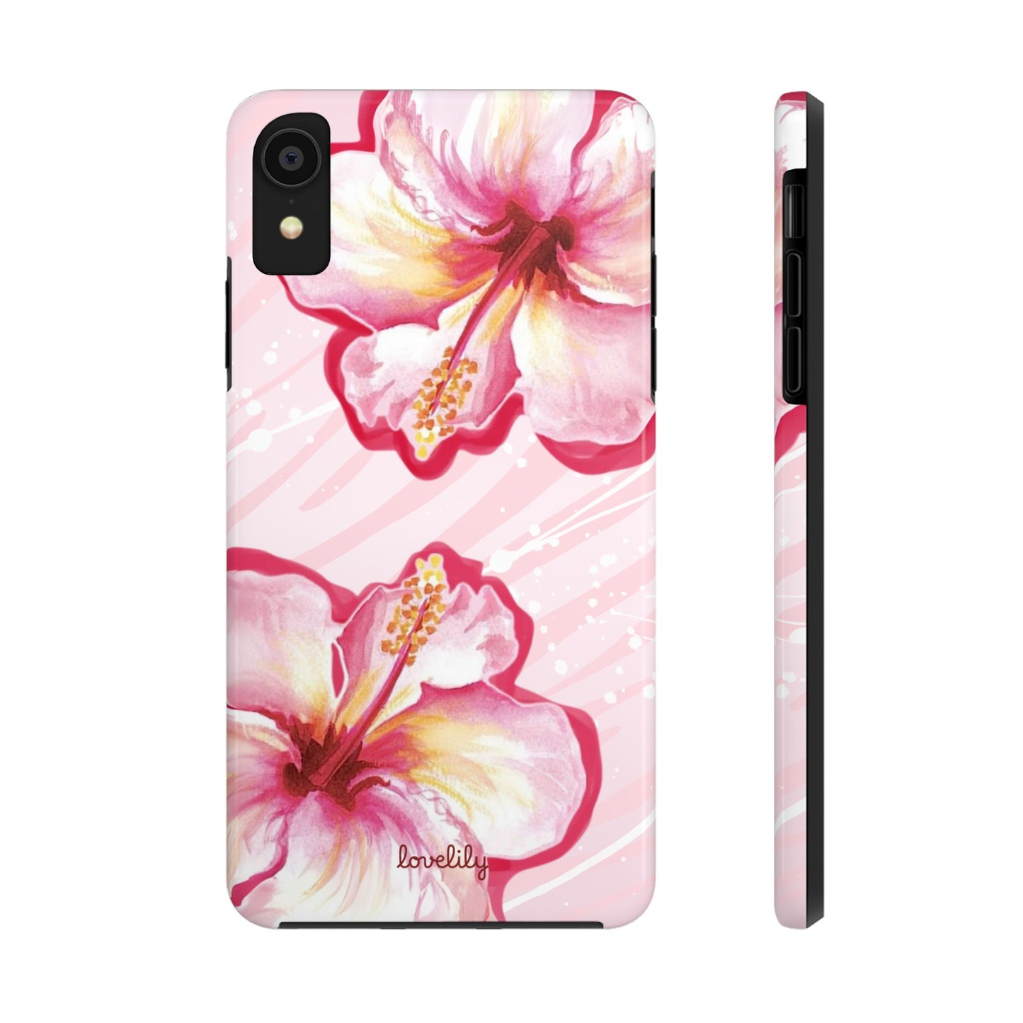 pink hibiscus stacked phone case