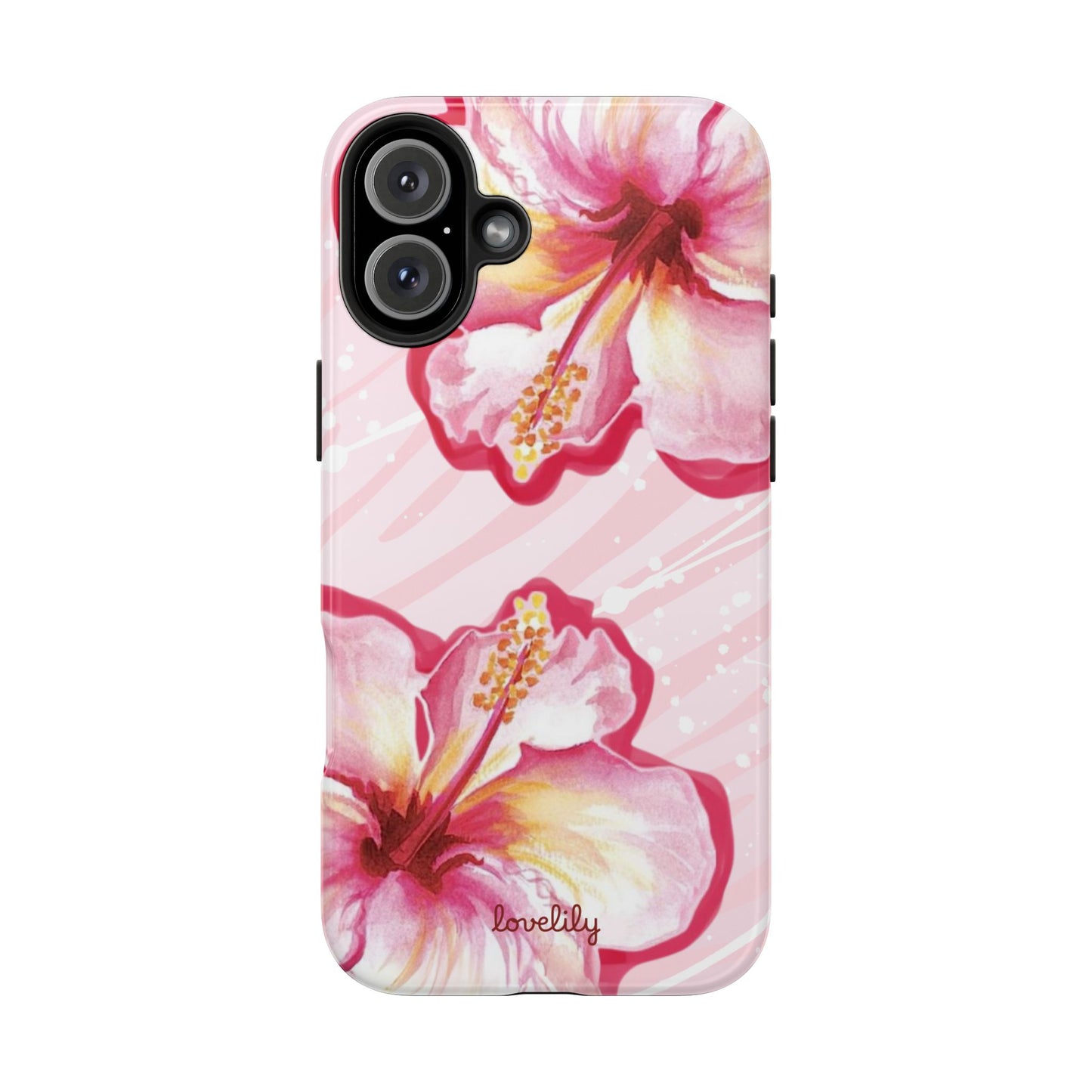 pink hibiscus stacked phone case