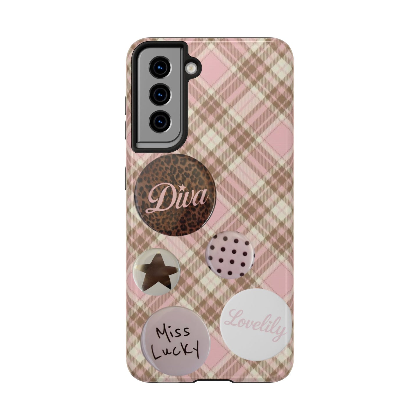 pink n brown pins stacked phone case