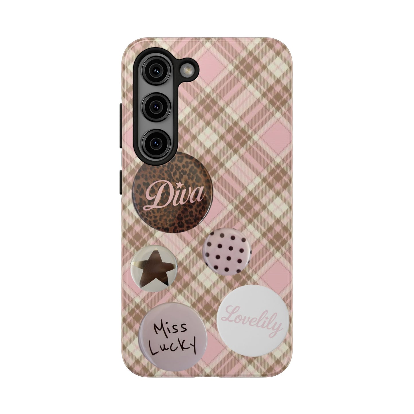 pink n brown pins stacked phone case