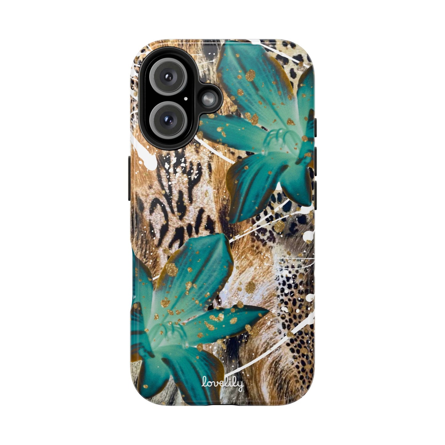 brown n blue stacked phone case