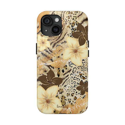 creme n' brown plumeria stacked phone case